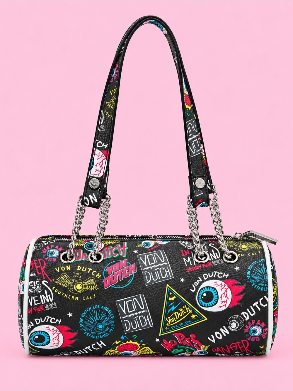 Von Dutch Black Black Jax Barrel Bag